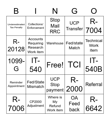 LDR Bingo Card