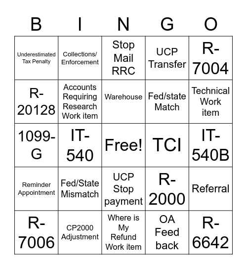 LDR Bingo Card