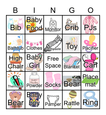 Baby Shower Bingo Card