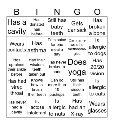 ICEBREAKER Bingo Card