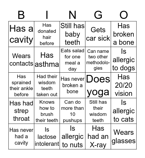 ICEBREAKER Bingo Card