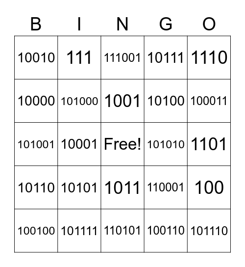 💃Binary BIngo💃 Bingo Card