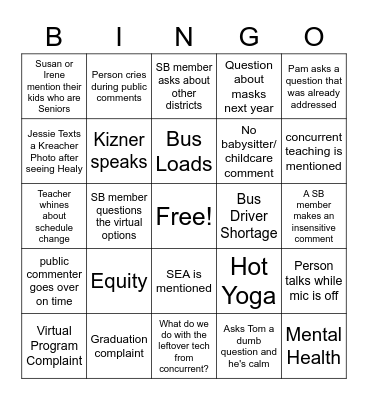 SB Bingo Card