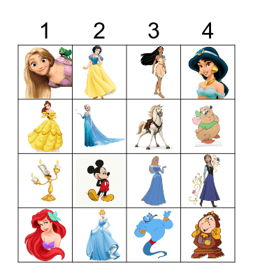 Disney Princess Bingo Card
