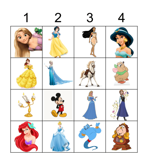 Disney Princess Bingo Card