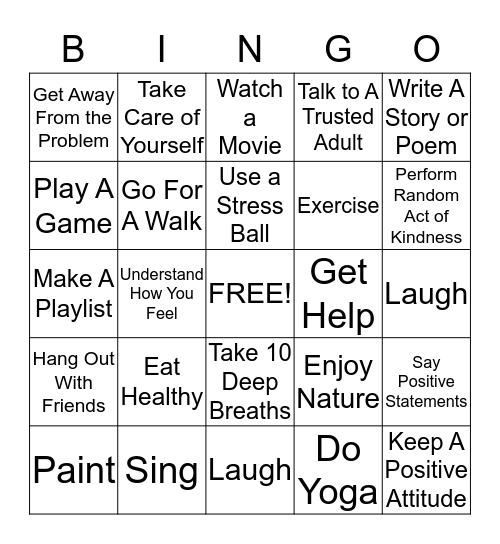 COPING SKILLS BINGO Card