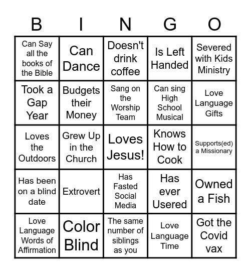 Get to Know You! Bingo Card