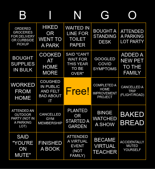 VCUAAA & BAS Bingo! Bingo Card