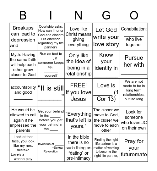 Dating & Pre-Intimacy Bingo Card