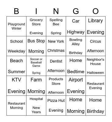 Infer the Setting Bingo Card