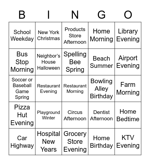 Infer the Setting Bingo Card