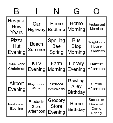 Infer the Setting Bingo Card