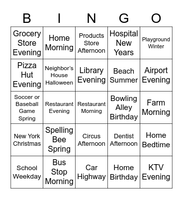 Infer the Setting Bingo Card