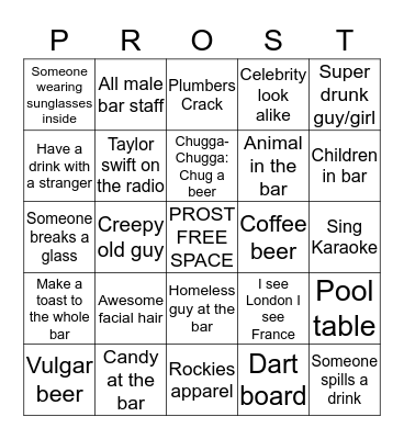 Colfax Brewery Crawl Bingo Card