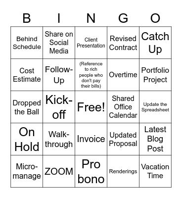 Project Management Meeting Bingo Card