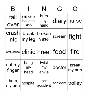 BK 5B Ch.6 Injuries and accidents Bingo Card