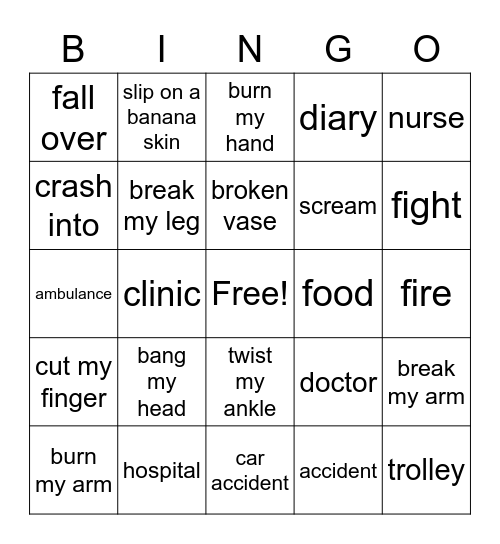 BK 5B Ch.6 Injuries and accidents Bingo Card