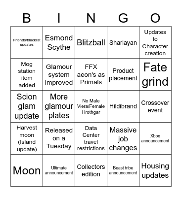 LAG FanFest Bingo Card Bingo Card