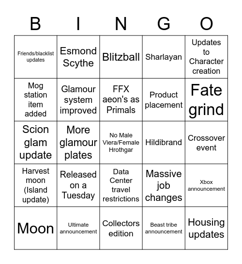 LAG FanFest Bingo Card Bingo Card