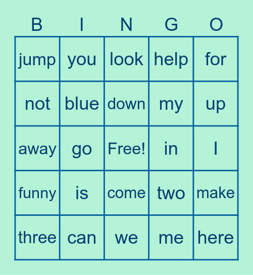 Sight words Bingo Card