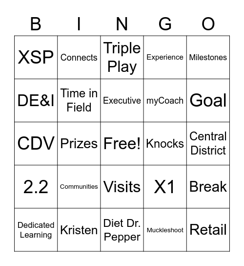 XC Q2 Kickoff Day 1 Bingo Card