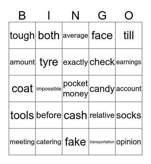 Chapter Five Bingo Card