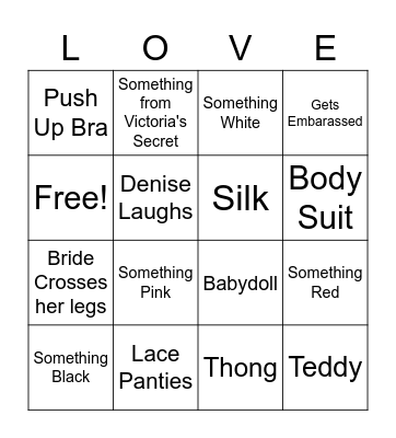 Ooh La La Bingo Card