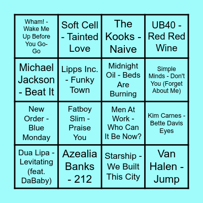 Prince Music Bingo #2 Bingo Card
