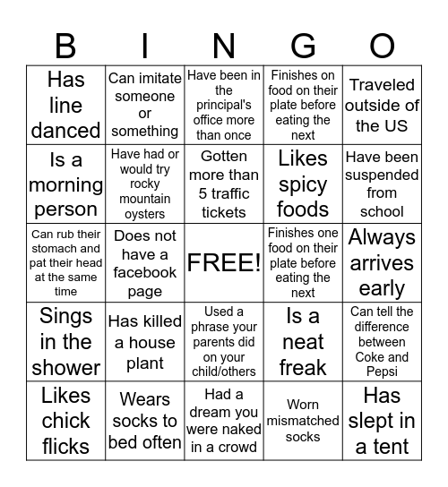 McElhaney People Bingo Card