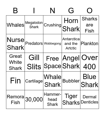 Shark Bingo Card