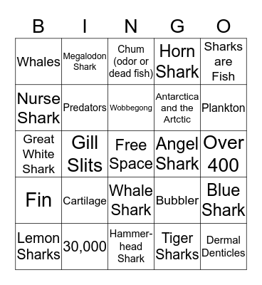 Shark Bingo Card