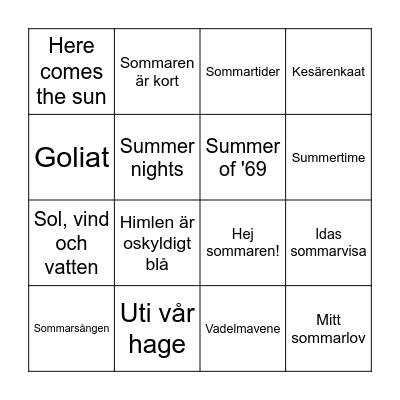 Sommarbingo Card