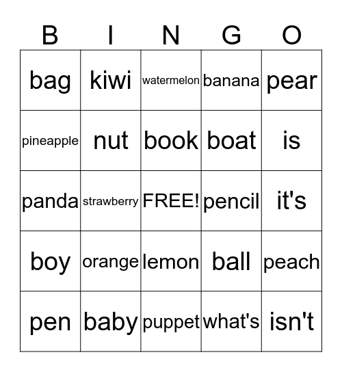 Unit 7-Fruit Bingo Card