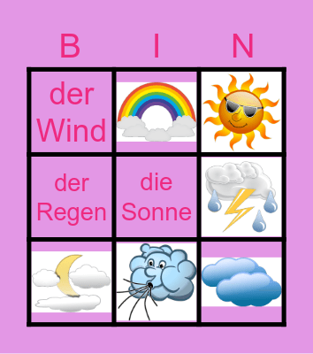 das Wetter - pogoda Bingo Card