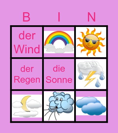 das Wetter - pogoda Bingo Card