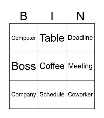 Office work Bingo Card