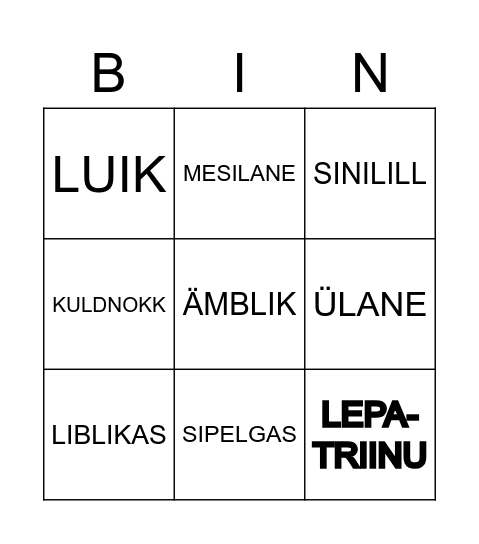 KEVAD Bingo Card