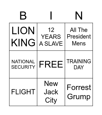 MOVIES!!!!!!! Bingo Card