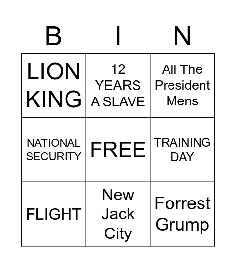 MOVIES!!!!!!! Bingo Card