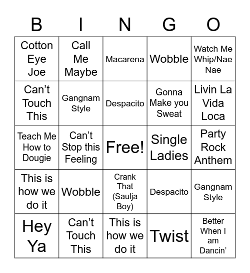 Music Bingo Card