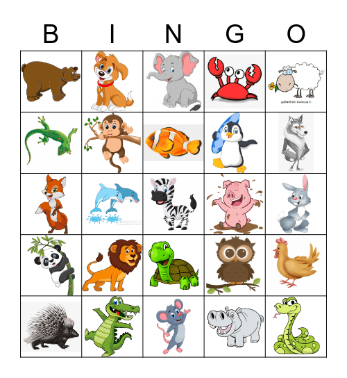 ANIMALS Bingo Card