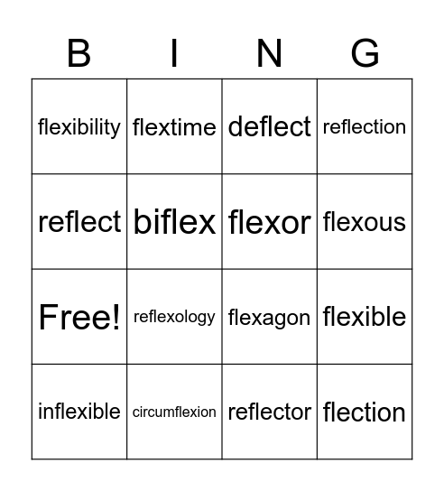 Root: Flex/Flect Bingo Card