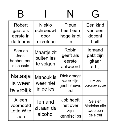 KlassenBingo!! Bingo Card