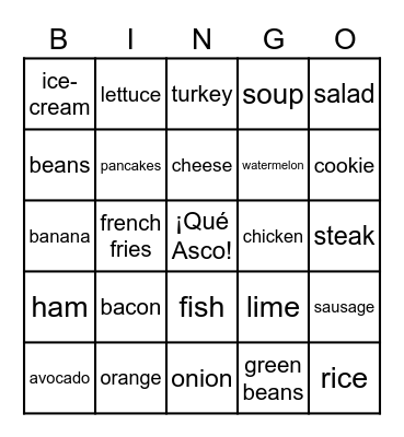 Las Comidas Bingo Card