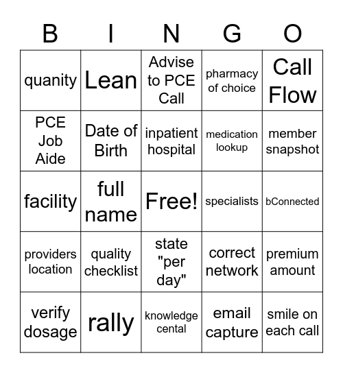 Quality Bingo Card