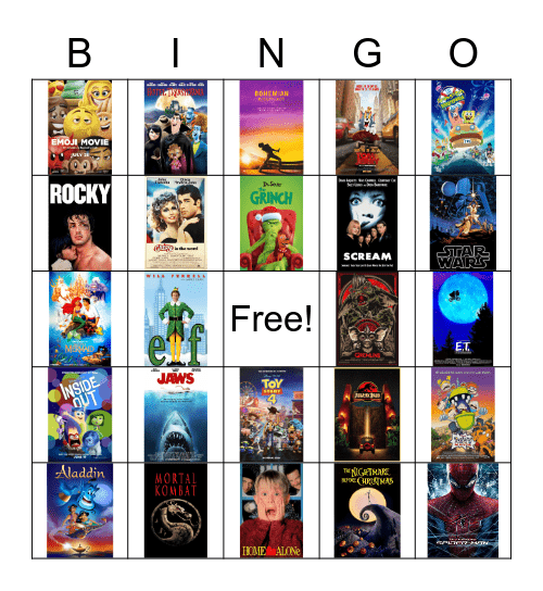 Movie Bingo Card