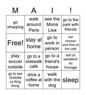 le déconfinement '21 Bingo Card