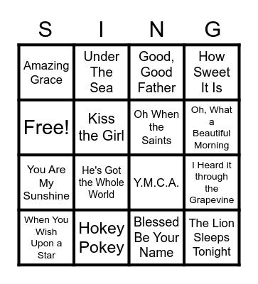 Josh's Musical Bingo Card