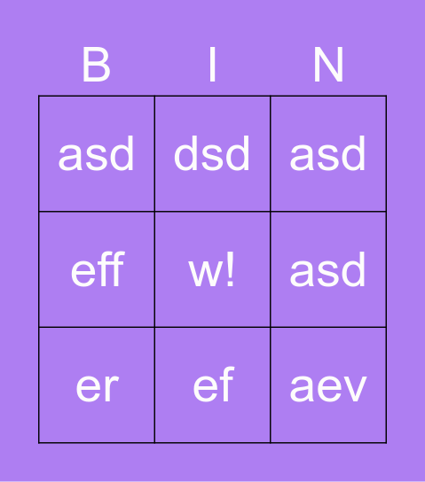 EDIC Bingo Card