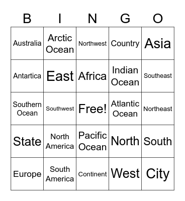 Social Studies Bingo Card